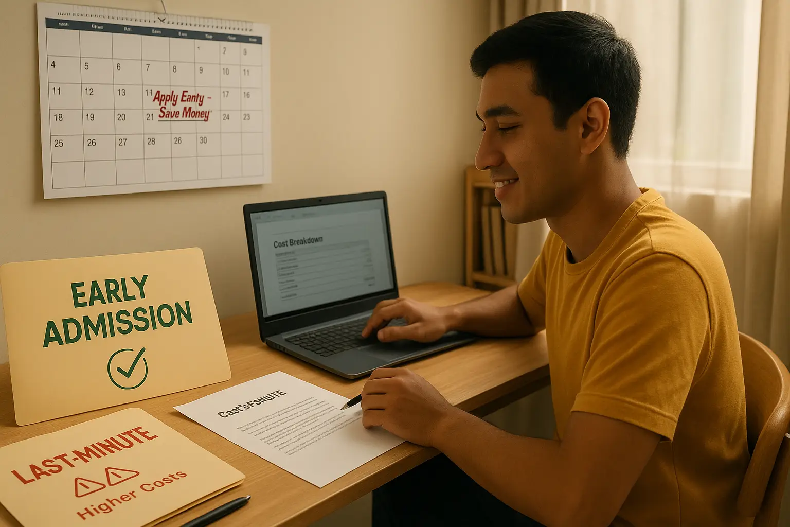 A student smiling for his early admission