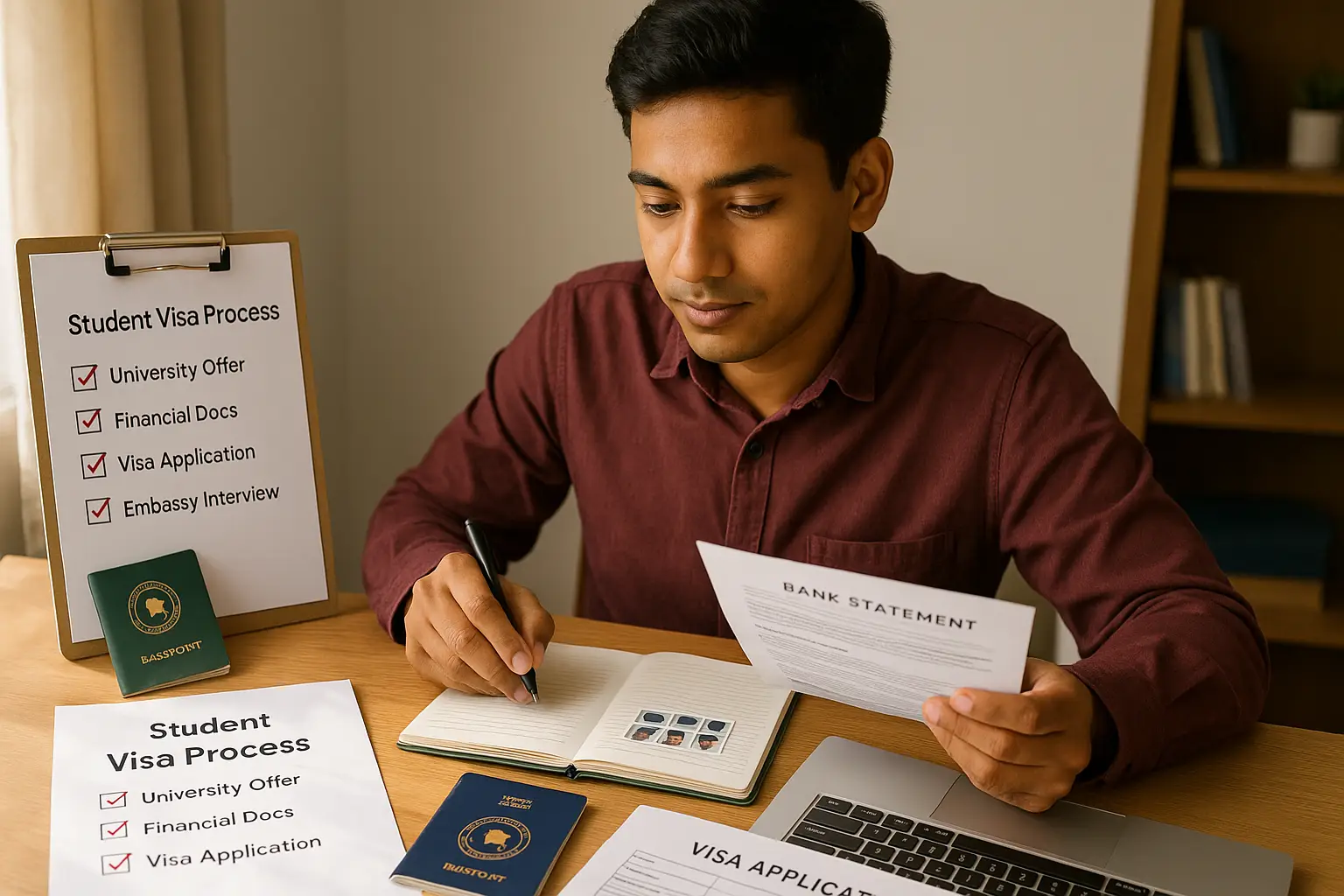A student filling out forms for the applied university